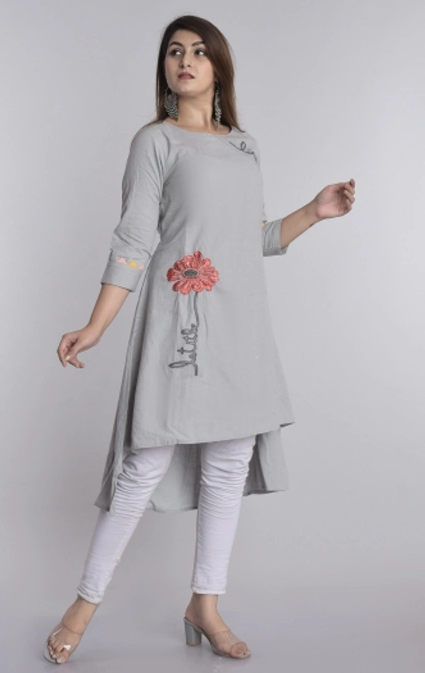 SHIVA Shopping Star Women Self Design High Low Kurta - Grey, Xl