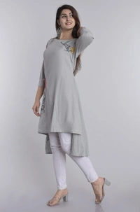 SHIVA Shopping Star Women Self Design High Low Kurta - Grey, Xl