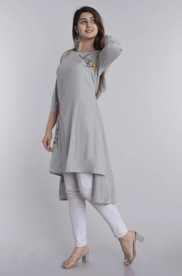 SHIVA Shopping Star Women Self Design High Low Kurta - Grey, Xl