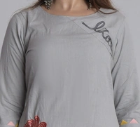 SHIVA Shopping Star Women Self Design High Low Kurta - Grey, Xl