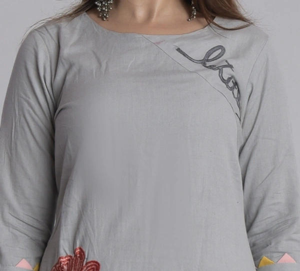 SHIVA Shopping Star Women Self Design High Low Kurta - Grey, Xl