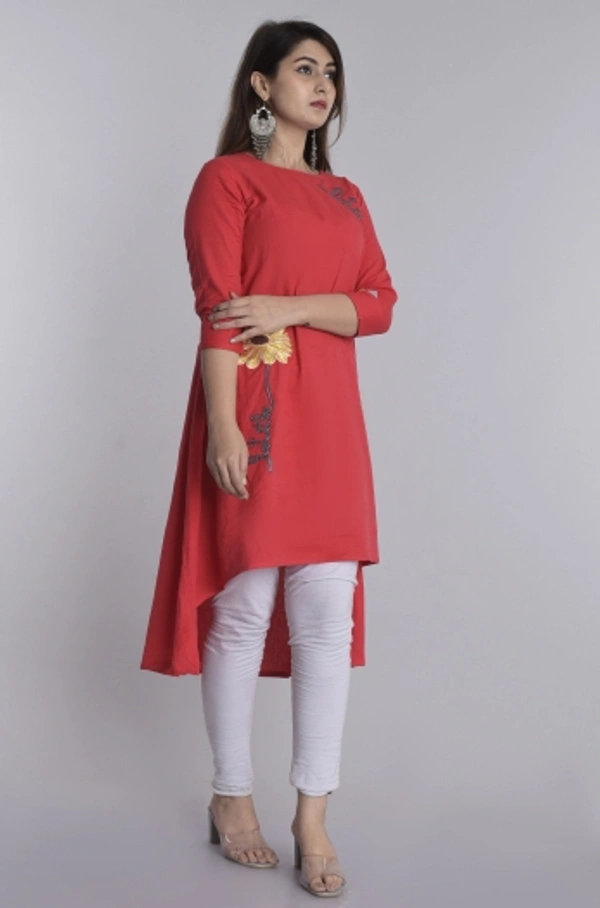 SHIVA Shopping Star Women Self Design High Low Kurta - Red, Xxl