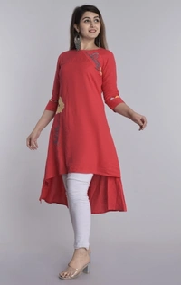 SHIVA Shopping Star Women Self Design High Low Kurta - Red, Xxl