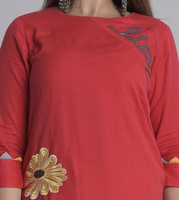 SHIVA Shopping Star Women Self Design High Low Kurta - Red, Xxl