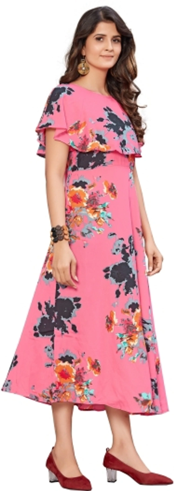 SHIVA Women Floral Kurti - Pink, L