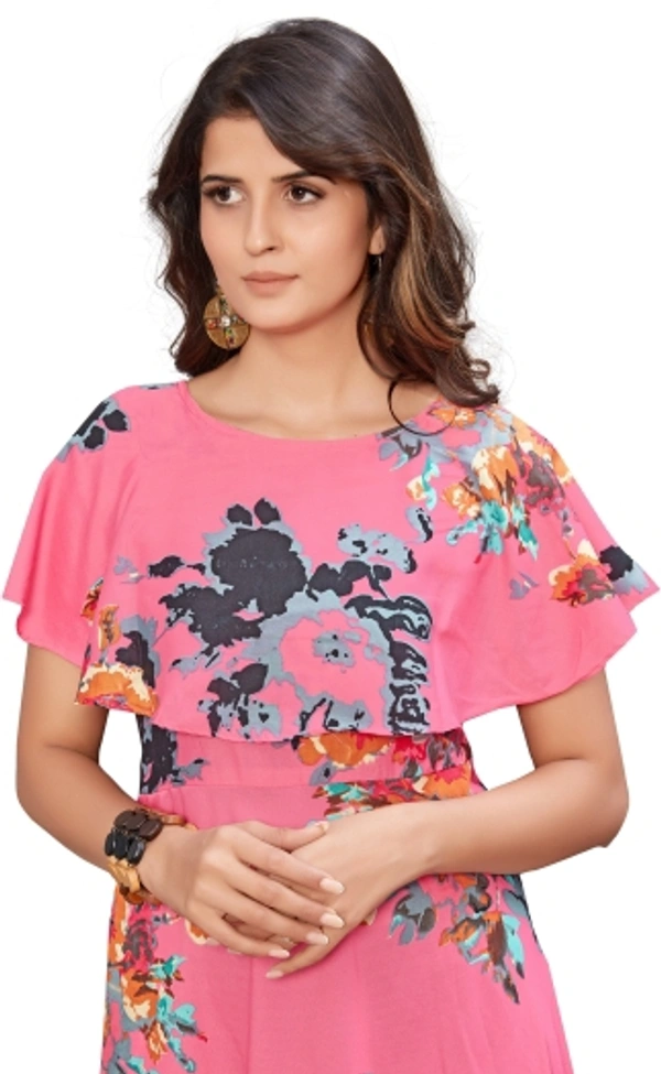 SHIVA Women Floral Kurti - Pink, L