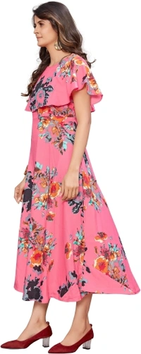 SHIVA Women Floral Kurti - Pink, L