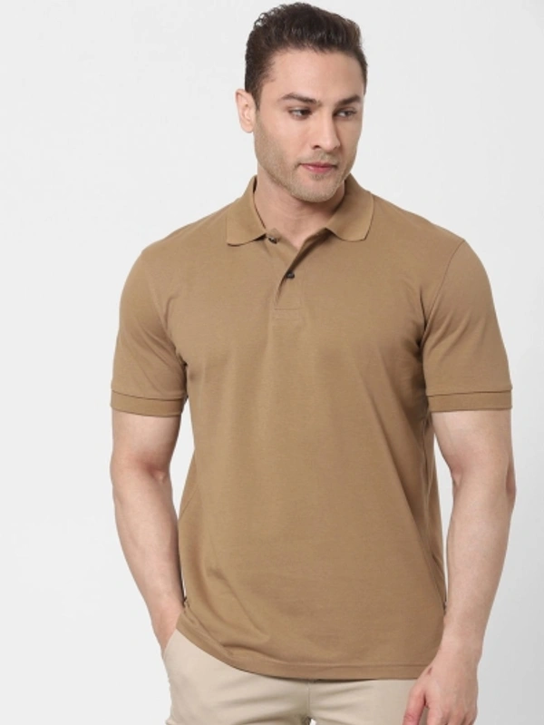SHIVA Solid Men Beige T-Shirt - Beige, L