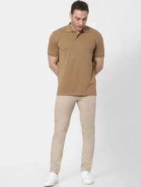 SHIVA Solid Men Beige T-Shirt - Beige, L
