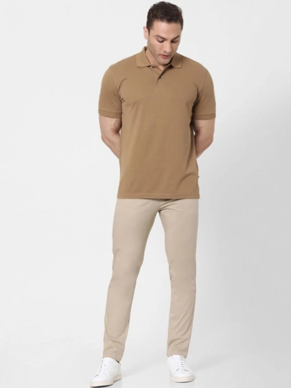 SHIVA Solid Men Beige T-Shirt - Beige, L