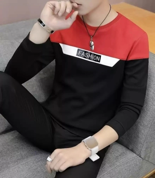 SHIVA Color Block Men Black, Red T-Shirt - M