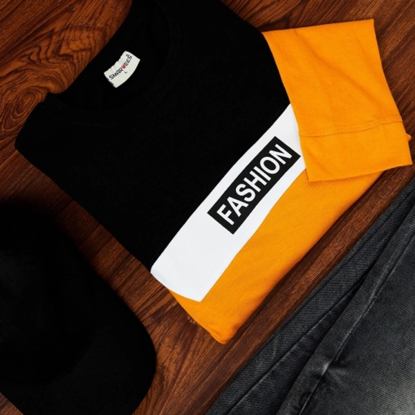 SHIVA Color Block Men Yellow T-Shirt - L