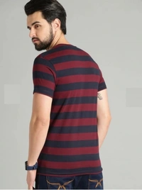 SHIVA Striped Men Maroon T-Shirt - M