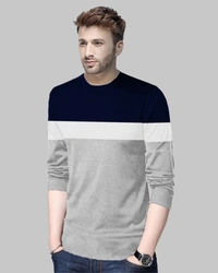 SHIVA Color Block Men Blue, Grey T-Shirt - M