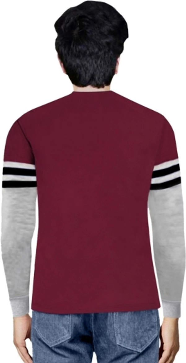 SHIVA Color Block Men Maroon, Black, Grey T-Shirt - S