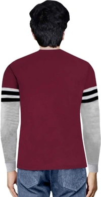 SHIVA Color Block Men Maroon, Black, Grey T-Shirt - L