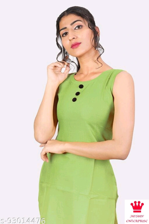 Shiva  Kangopi Fashion Women Solid Cotton Slub Straight Kurta - Green, Xll