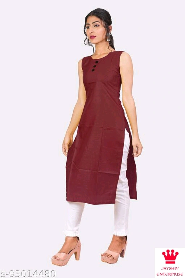 Shiva  Kangopi Fashion Women Solid Cotton Slub Straight Kurta - Maroon, L