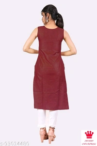 Shiva  Kangopi Fashion Women Solid Cotton Slub Straight Kurta - Maroon, L