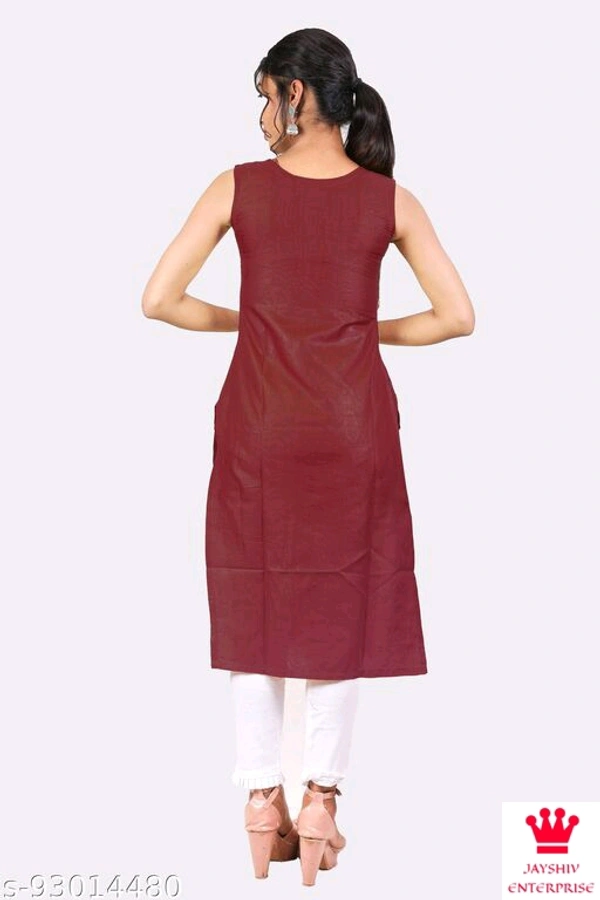 Shiva  Kangopi Fashion Women Solid Cotton Slub Straight Kurta - Maroon, L