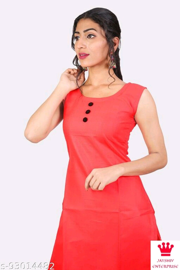 Shiva  Kangopi Fashion Women Solid Cotton Slub Straight Kurta - Red, S