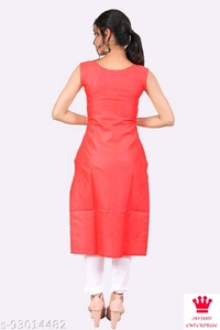 Shiva  Kangopi Fashion Women Solid Cotton Slub Straight Kurta - Red, S