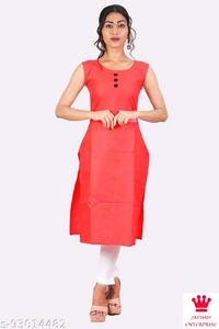 Shiva  Kangopi Fashion Women Solid Cotton Slub Straight Kurta - Red, M