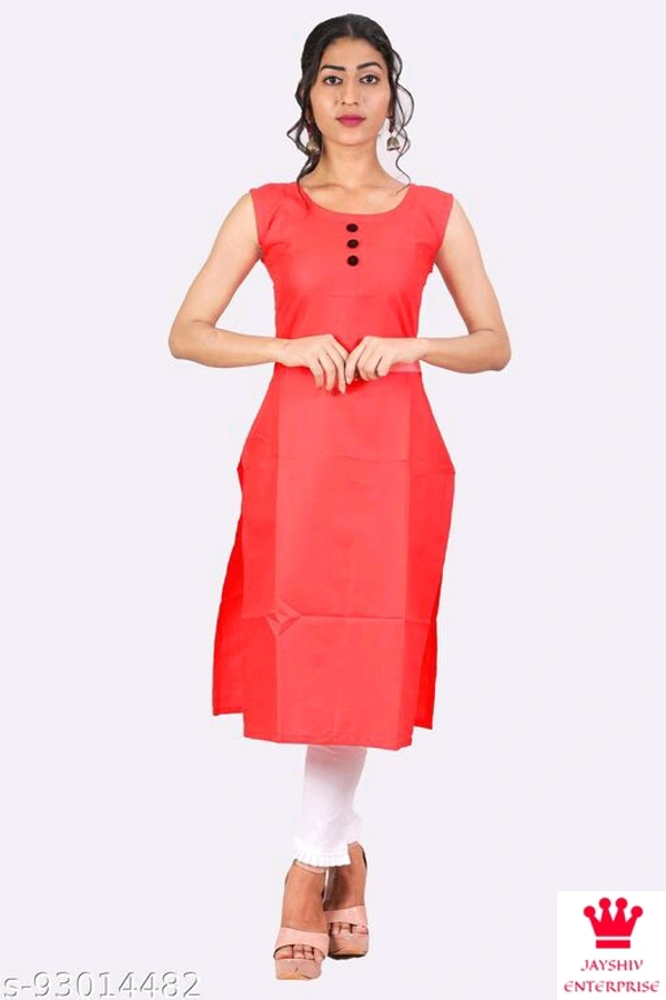 Shiva  Kangopi Fashion Women Solid Cotton Slub Straight Kurta - Red, M