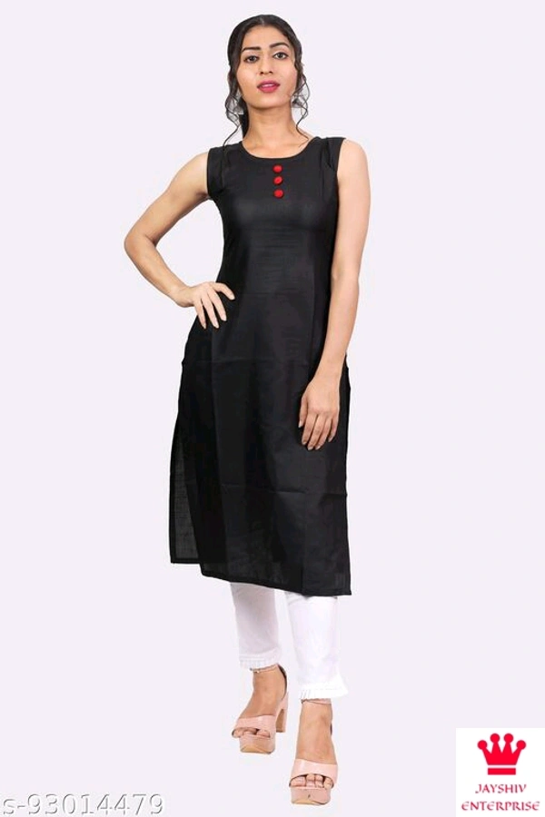 Shiva  Kangopi Fashion Women Solid Cotton Slub Straight Kurta - Black, XXL