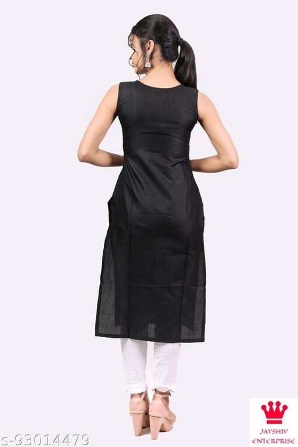 Shiva  Kangopi Fashion Women Solid Cotton Slub Straight Kurta - Black, XXL