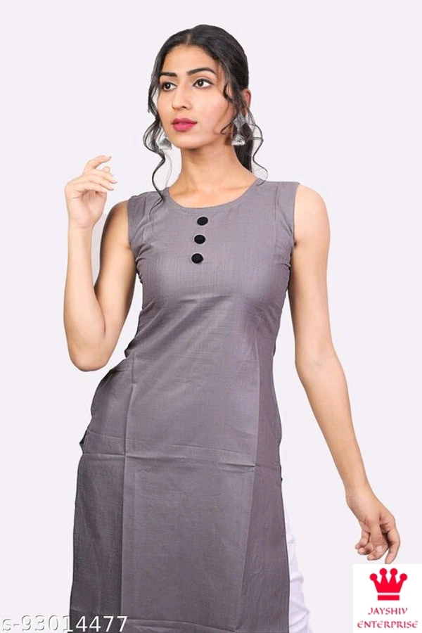 Shiva  Kangopi Fashion Women Solid Cotton Slub Straight Kurta - Grey, Xl