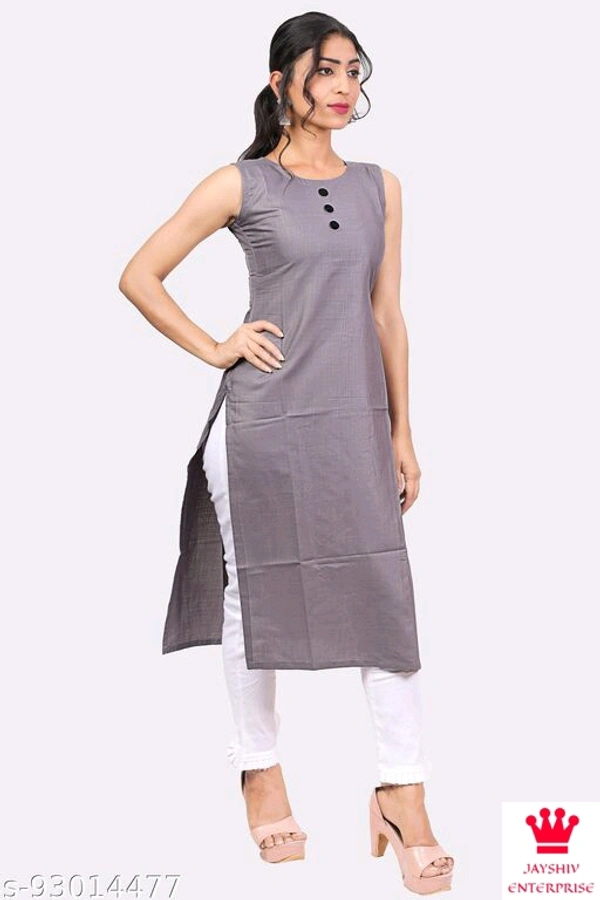 Shiva  Kangopi Fashion Women Solid Cotton Slub Straight Kurta - Grey, Xl