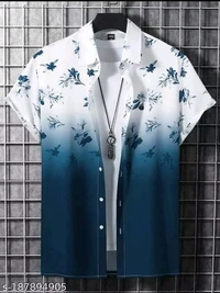 SHIVA Pretty Glamorous Mens Shirt - Blue, XL