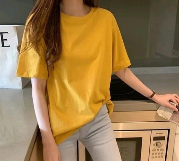 FLIP Solid Women Black T Shirt - Yellow, S