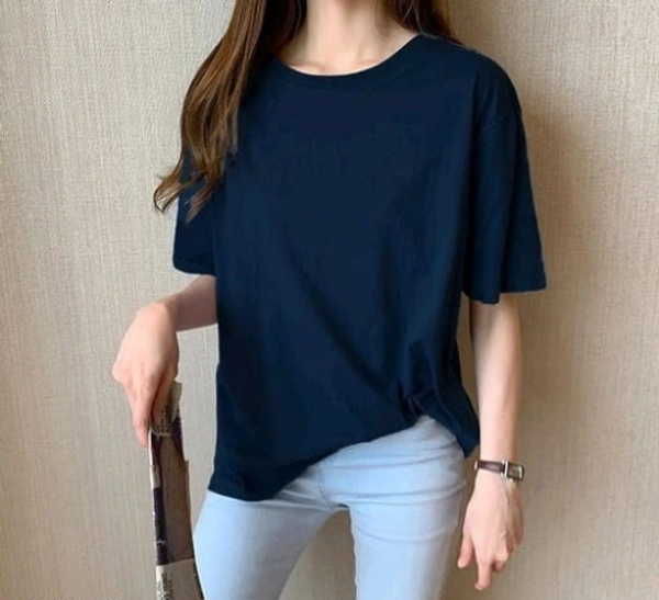 FLIP Solid Women Black T Shirt - Navy Blue, S