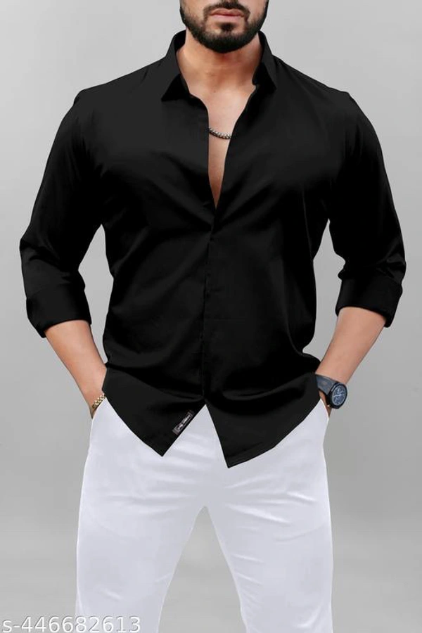 Men’s Black Shirt Formal - Black, XXL