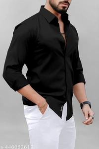 Men’s Black Shirt Formal - Black, XXL