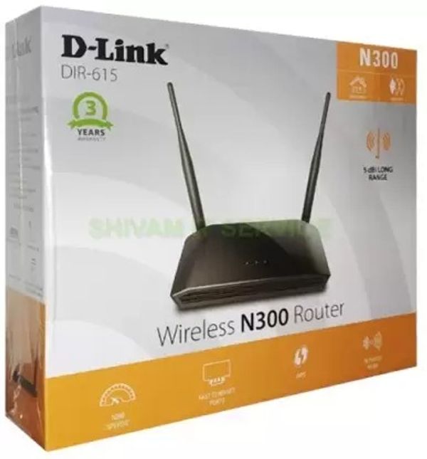D-Link N300 DIR-615 300 Mbps Wireless Router  (Black, Single Band)