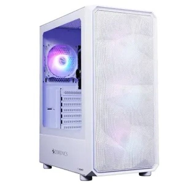ZEBRONICS Hornet Mid-Tower Premium Gaming Cabinet -, ATX, 4 ARGB Fan, LED Control Switch, Window Tempered Glass Panel, USB 3.0, Top AIO Cooler Support, Magnetic Dust Filter (White)