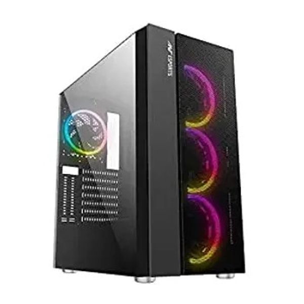 Ant Esports ICE-511MT Mid Tower Mesh Gaming Cabinet Computer Case Supports E-ATX, ATX, Micro-ATX, Mini-ITX Motherboard with Sliding Tempered Glass Side Panel, 3 x 120mm Auto-RGB Front & 1 x120mm Fan