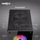 Frontech XYLO Gaming Computer Case with 2-USB 1.1|HD Audio & Tempered Glass Panel RGB Fan Mid Tower Cabinet  (Black)