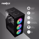 Frontech XYLO Gaming Computer Case with 2-USB 1.1|HD Audio & Tempered Glass Panel RGB Fan Mid Tower Cabinet  (Black)