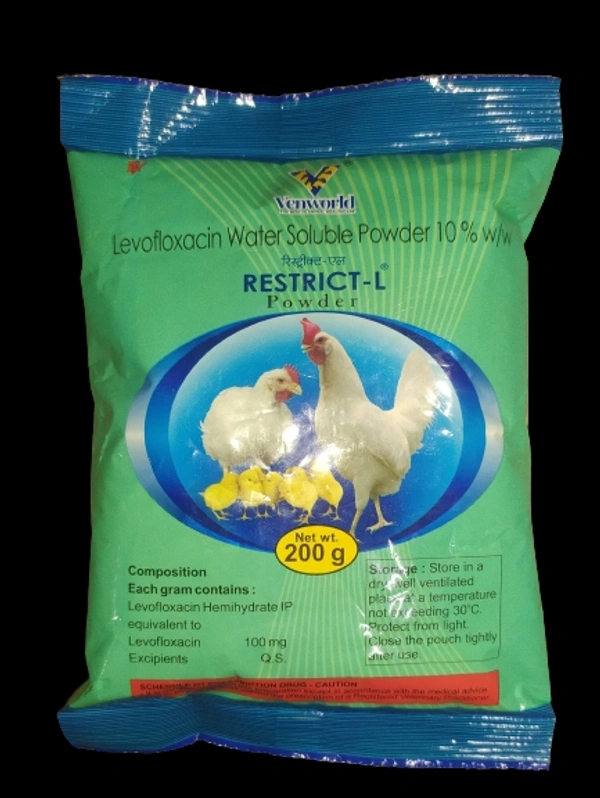 Levofloxacin Water Soluble Powder 10% w/w By Venky's [ Customer Service : +91-20-24251803 ] Restrict - L - 200 Gm, COD