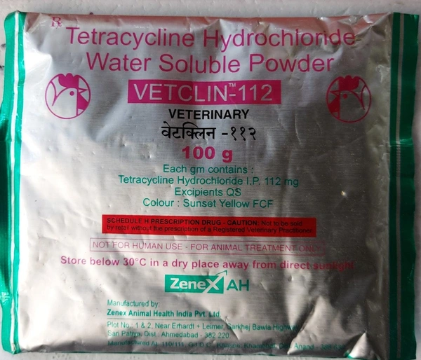 Tetracycline Hydrochloride Water Soluble Powder by ZenexAH Vetclin 112 - 100 Gm, COD