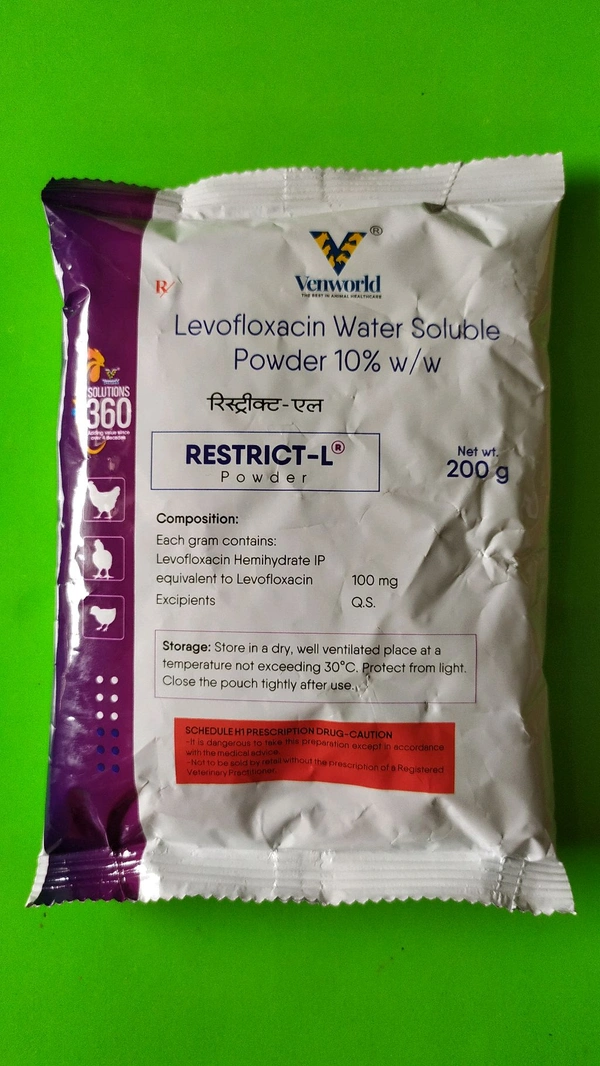 Levofloxacin Water Soluble Powder 10% w/w By Venky's [ Customer Service : +91-20-24251803 ] Restrict - L - 200 Gm, COD