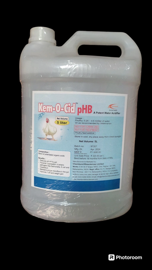 A potent Water Acidifier by Chembond Biosciences Limited  Kem-O-Cid pHB - COD, 5 Ltr