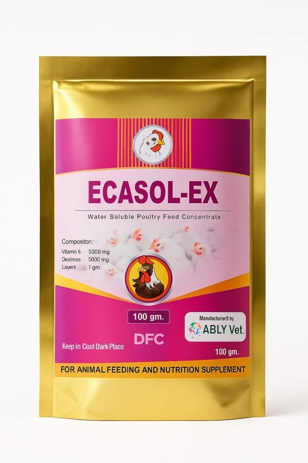 Water Soluble Poultry Feed Concentrate by Ably Vet ECASOL-EX Powder  - 100 Gm
