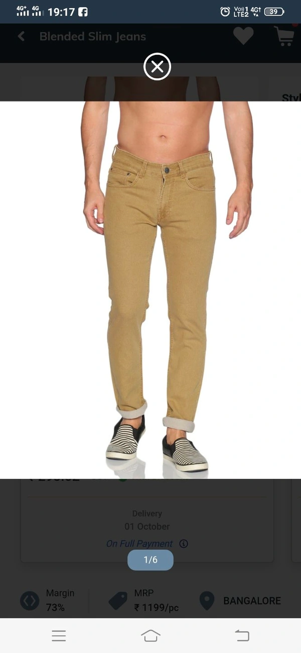 Roxtar Denim Jeans  - Light Yellow, 30