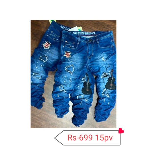 Spykar Scratch Jeans - Navy Blue, 30/34