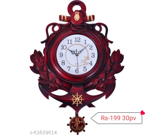Asian Quartz Wall Clock  - Dark Meroon